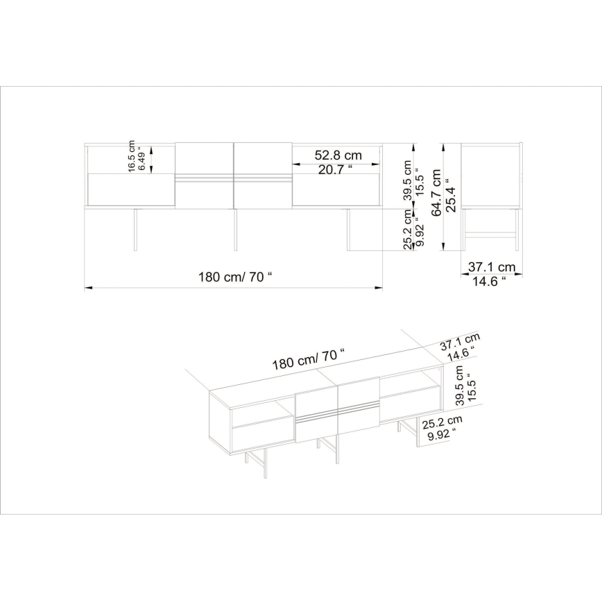 Mesa de TV DERIN 64,7x180 cm blanco