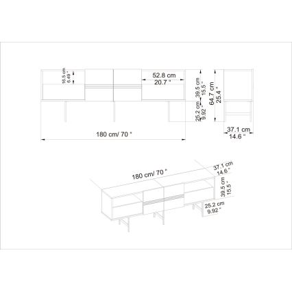 Mesa de TV DERIN 65x180 cm negro