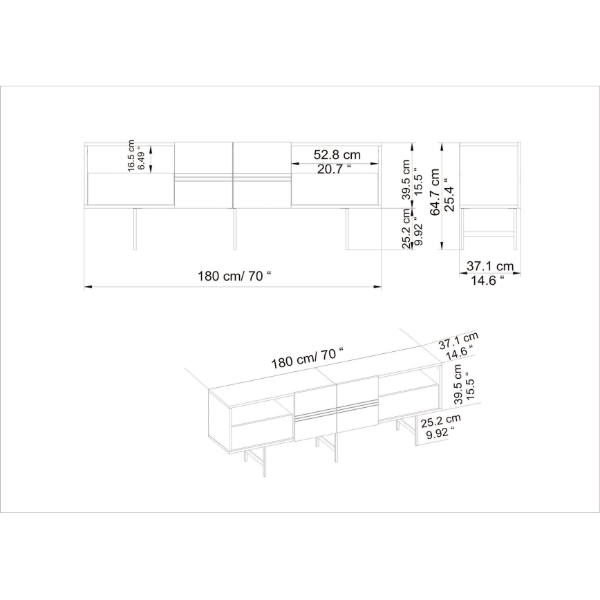 Mesa de TV DERIN 65x180 cm negro