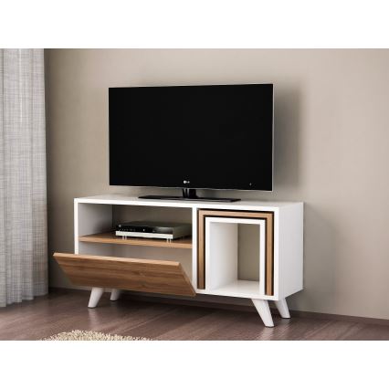 Mesa de TV NOVELLA 51x90 cm blanco/marrón