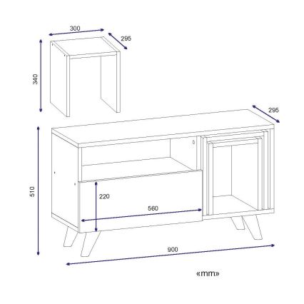 Mesa de TV NOVELLA 51x90 cm blanco/marrón