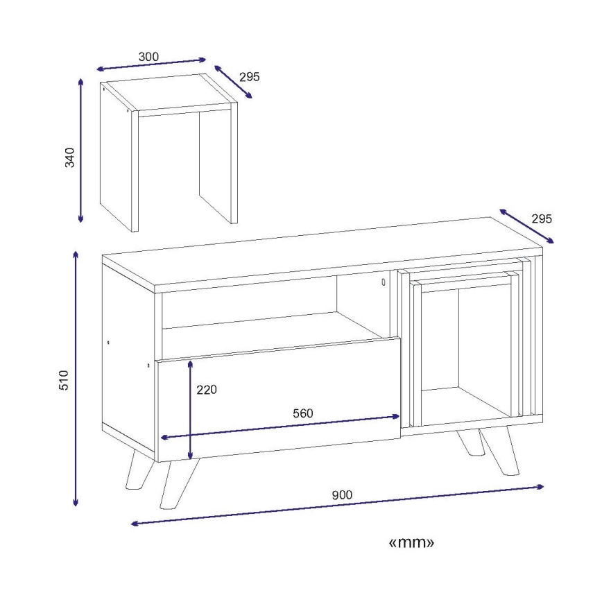 Mesa de TV NOVELLA 51x90 cm blanco/marrón