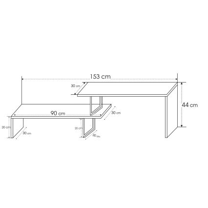 Mesa de TV OVIT 44x153 cm marrón/negro