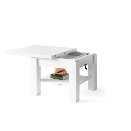 Mesa extensible de centro/comedor con tablero elevable CALEB, blanca