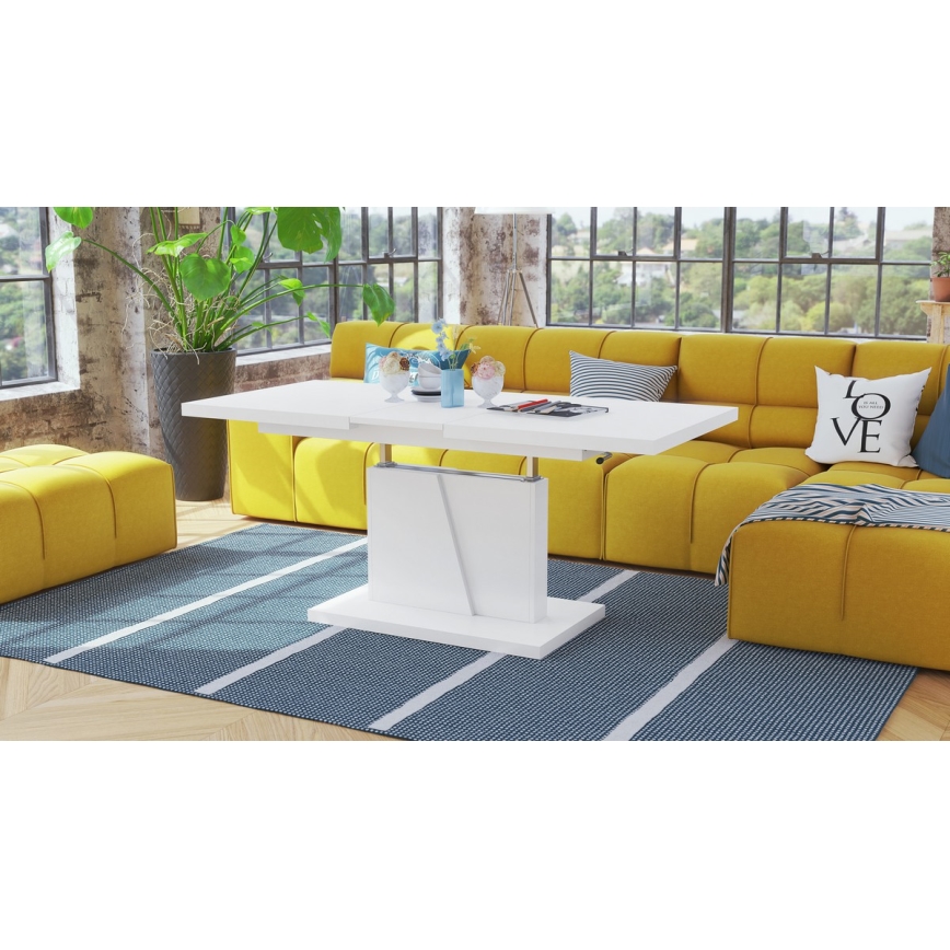 Mesa extensible de centro/comedor con tablero elevable NINO blanca