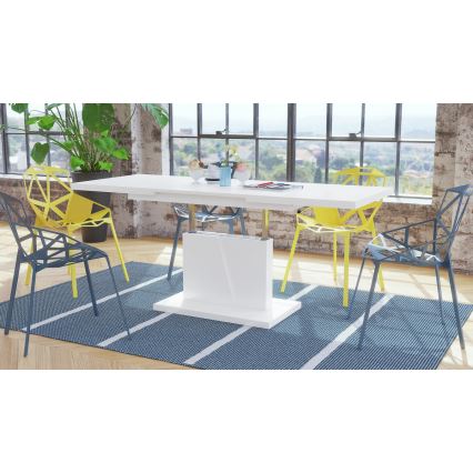 Mesa extensible de centro/comedor con tablero elevable NINO blanca