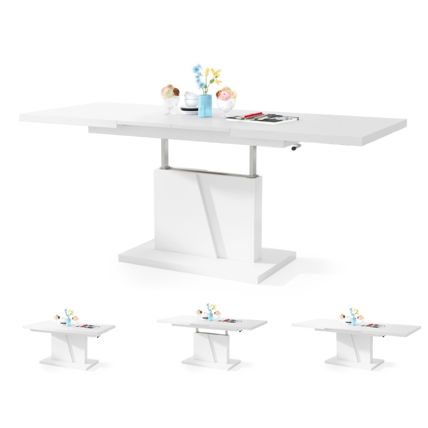 Mesa extensible de centro/comedor con tablero elevable NINO blanca