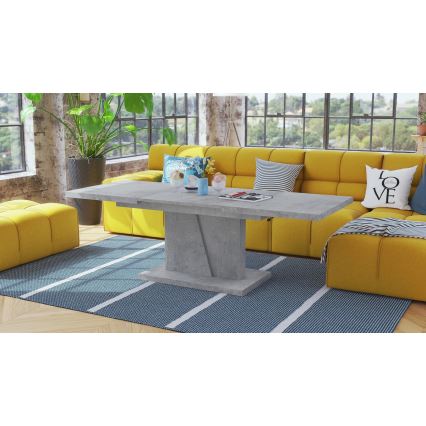 Mesa extensible de centro/comedor con tablero elevable NINO gris cemento