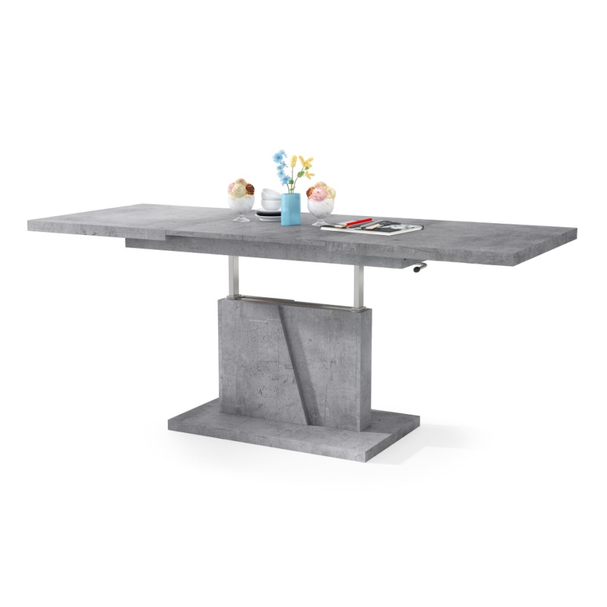 Mesa extensible de centro/comedor con tablero elevable NINO gris cemento