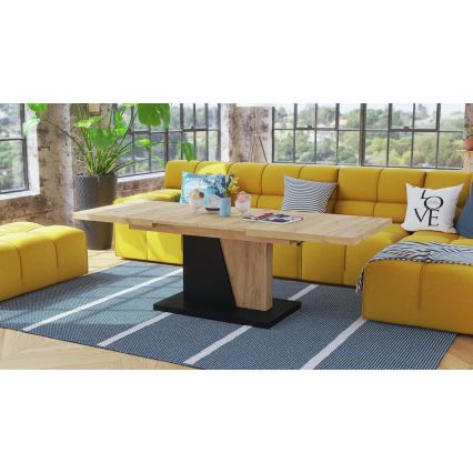 Mesa extensible de centro/comedor con tablero elevable NINO roble craft/negro