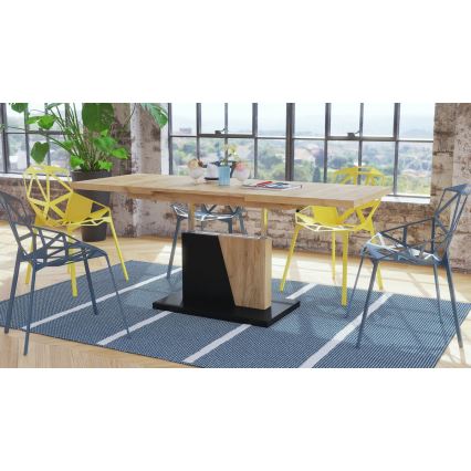 Mesa extensible de centro/comedor con tablero elevable NINO roble craft/negro