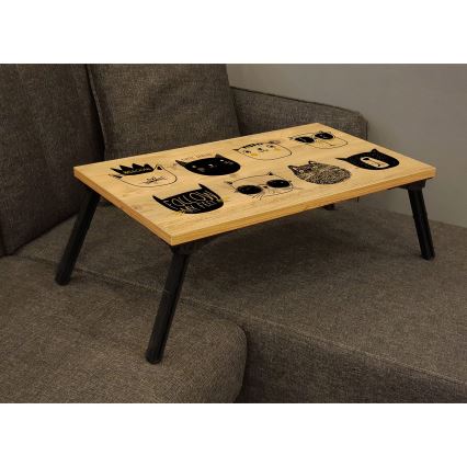 Mesa para cama GUSTO CATS 24x60 cm beige/negro