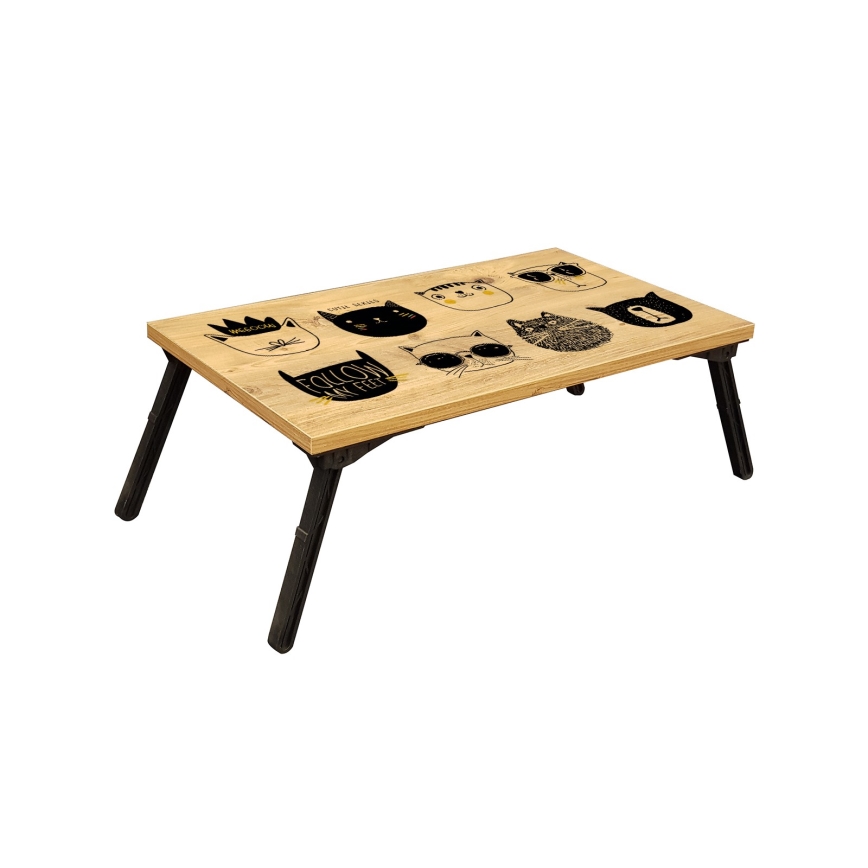 Mesa para cama GUSTO CATS 24x60 cm beige/negro