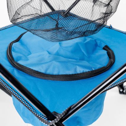Mesa plegable de camping + 2x silla azul