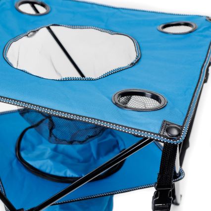 Mesa plegable de camping + 2x silla azul