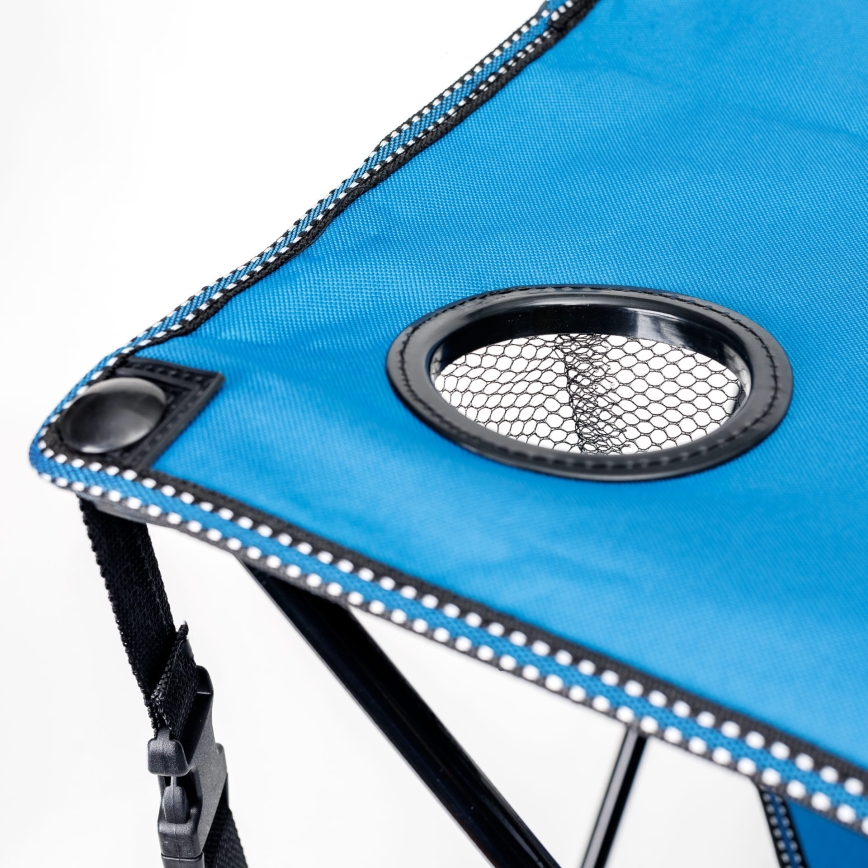 Mesa plegable de camping + 2x silla azul