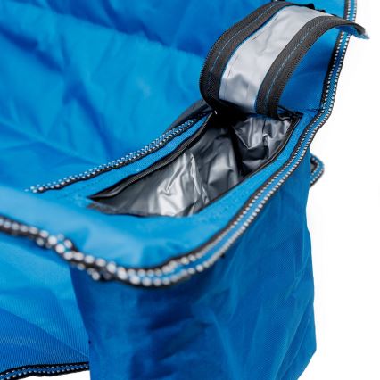 Mesa plegable de camping + 2x silla azul