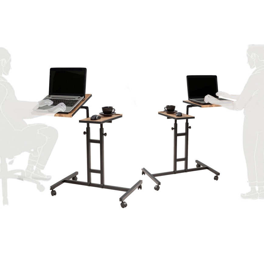 Mesa regulable GLEN 87x67 cm marrón/negro
