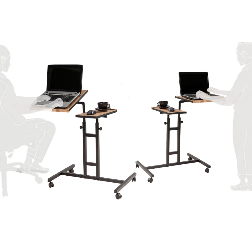 Mesa regulable GLEN 87x67 cm marrón/negro