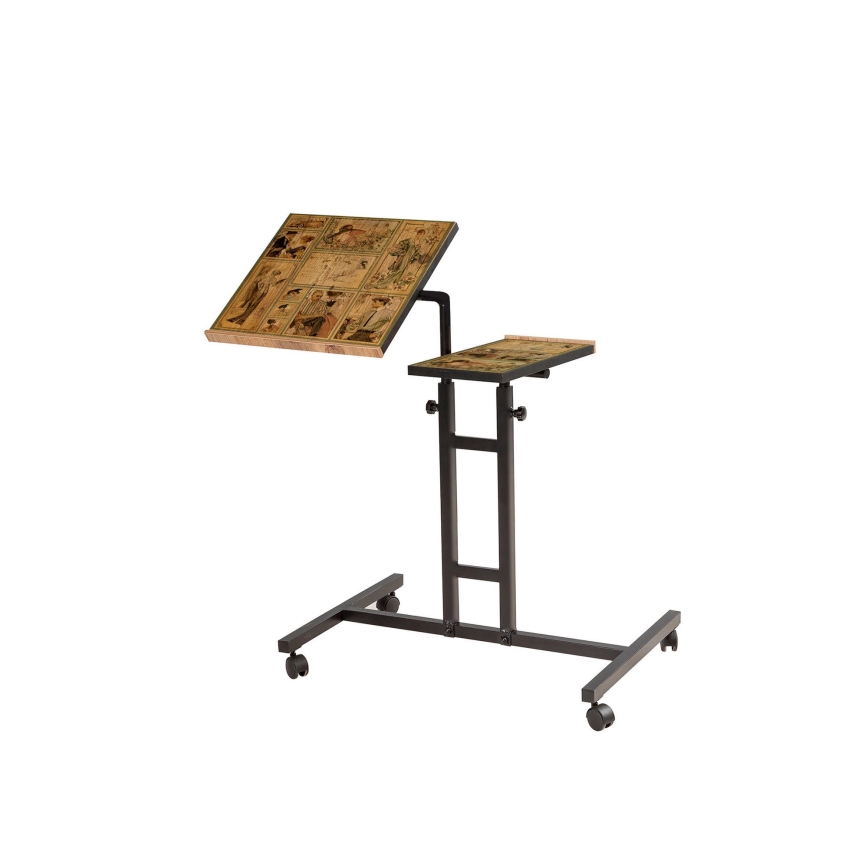 Mesa regulable GLEN 87x67 cm marrón/negro