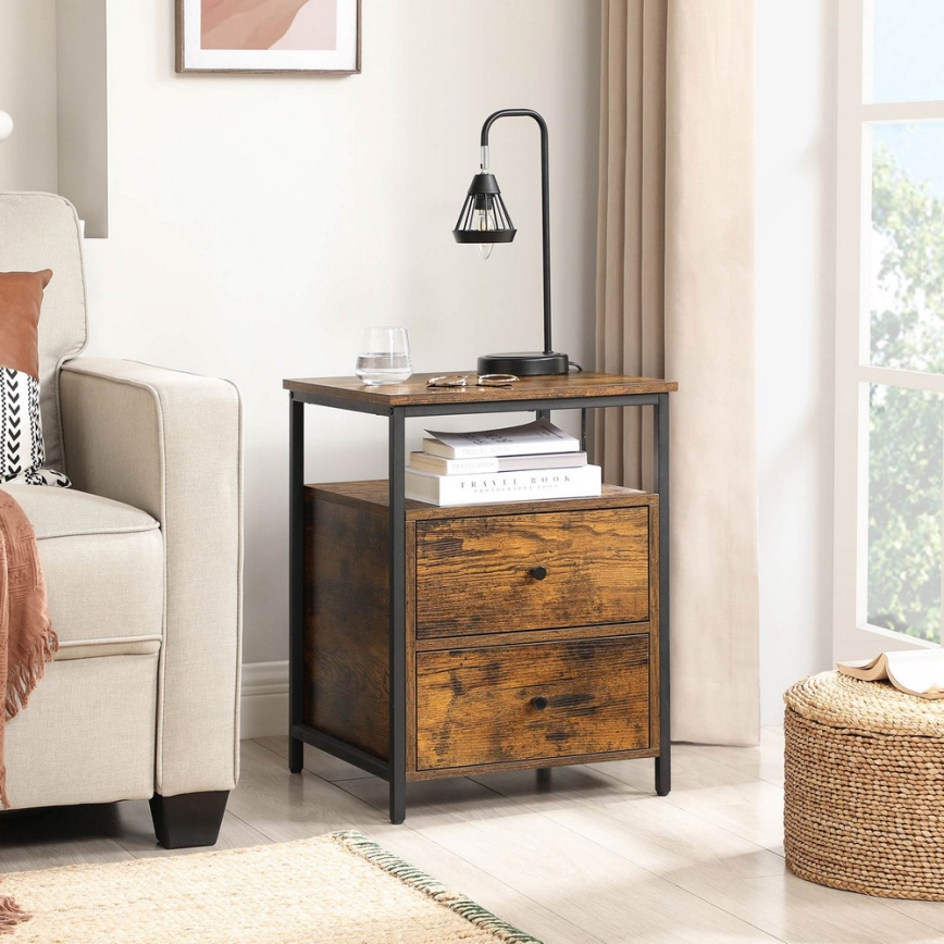 Mesita de noche ARIN marrón/negro