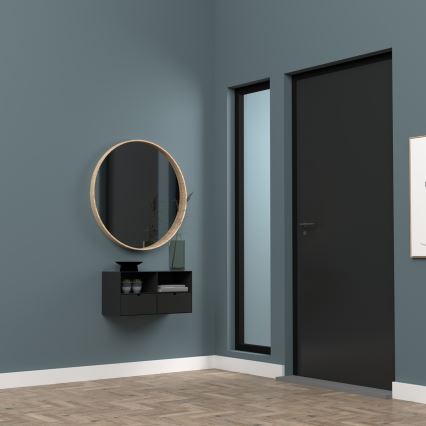 Mesita de noche BEKIM para montaje en pared, color negro