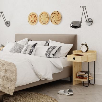 Mesita de noche CACTUS 60x29,5 cm beige/negro