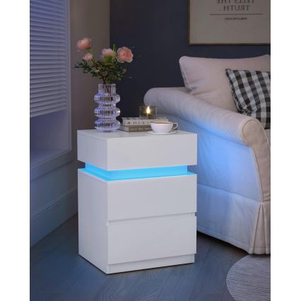 Mesita de noche con iluminación SMARTIE blanca