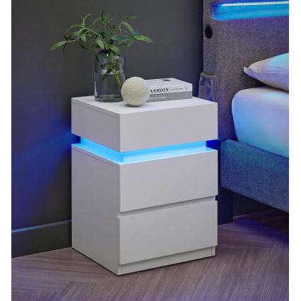 Mesita de noche con iluminación SMARTIE blanca