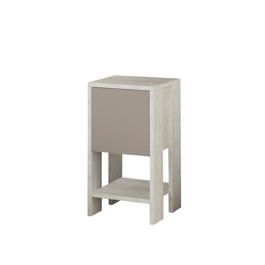 Mesita de noche EMA 55x30 cm blanco/beige