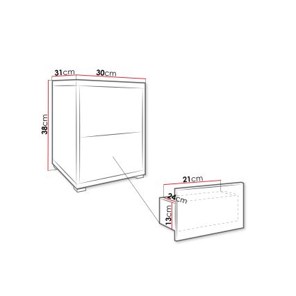 Mesita de noche GESITA 38x30 cm color cachemira