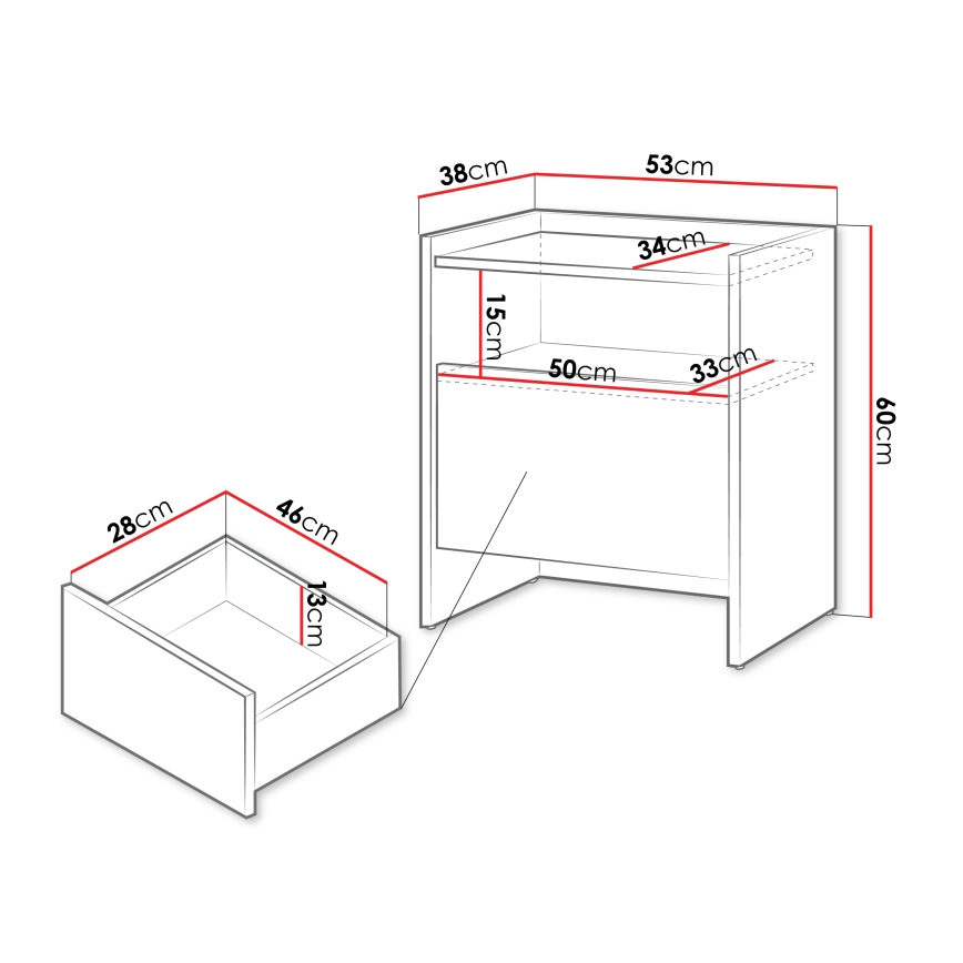 Mesita de noche JAPANDI 60x53 cm roble Baltic Storm