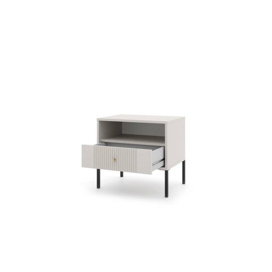 Mesita de noche LUE beige/negra