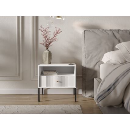 Mesita de noche LUE blanca/negra