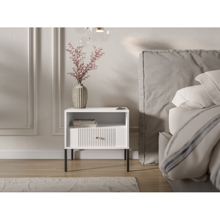 Mesita de noche LUE blanca/negra