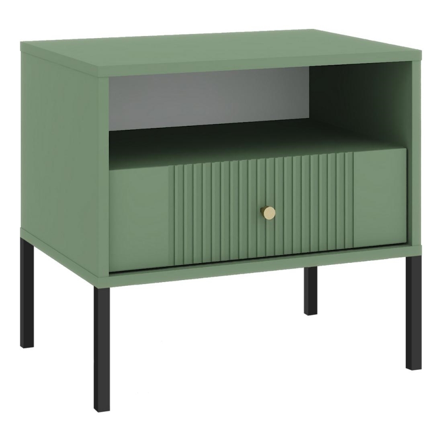 Mesita de noche LUE verde/negra