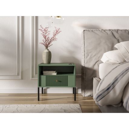 Mesita de noche LUE verde/negra