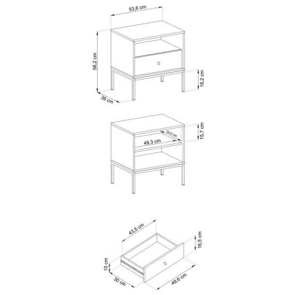 Mesita de noche MONO 56x54 cm azul