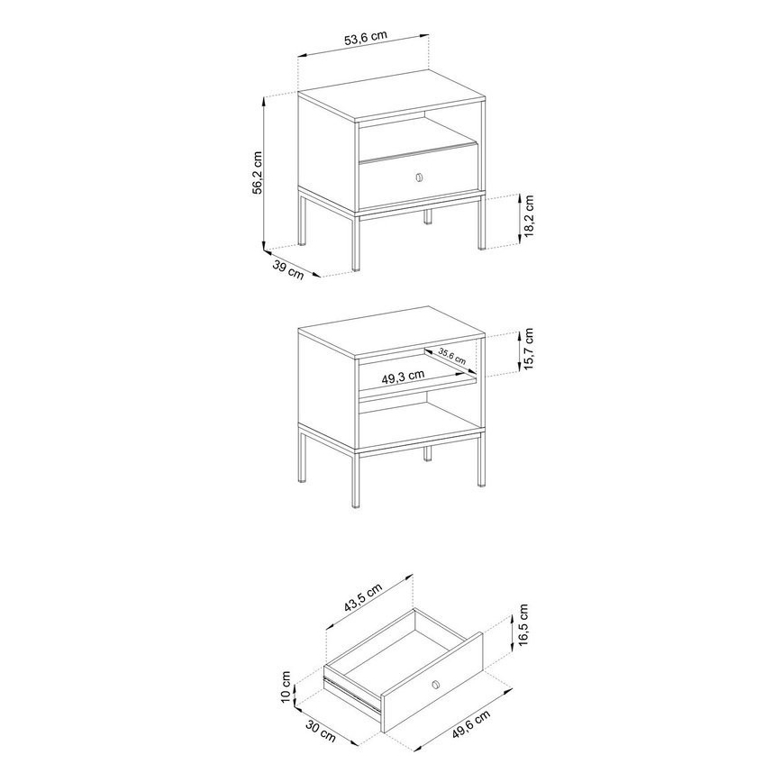 Mesita de noche MONO 56x54 cm azul
