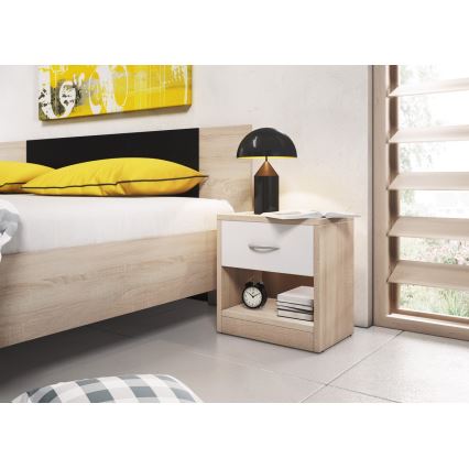 Mesita de noche NED roble sonoma/blanco