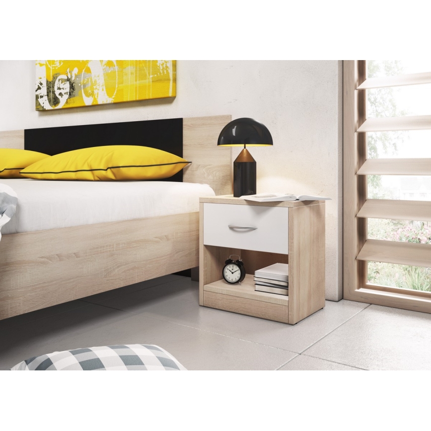 Mesita de noche NED roble sonoma/blanco
