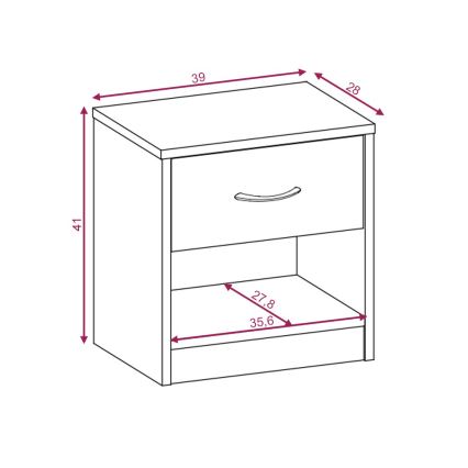 Mesita de noche NED roble sonoma/blanco