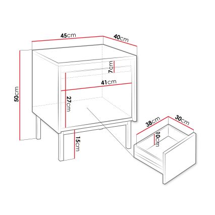Mesita de noche OZMI 50x45 cm en color cachemira