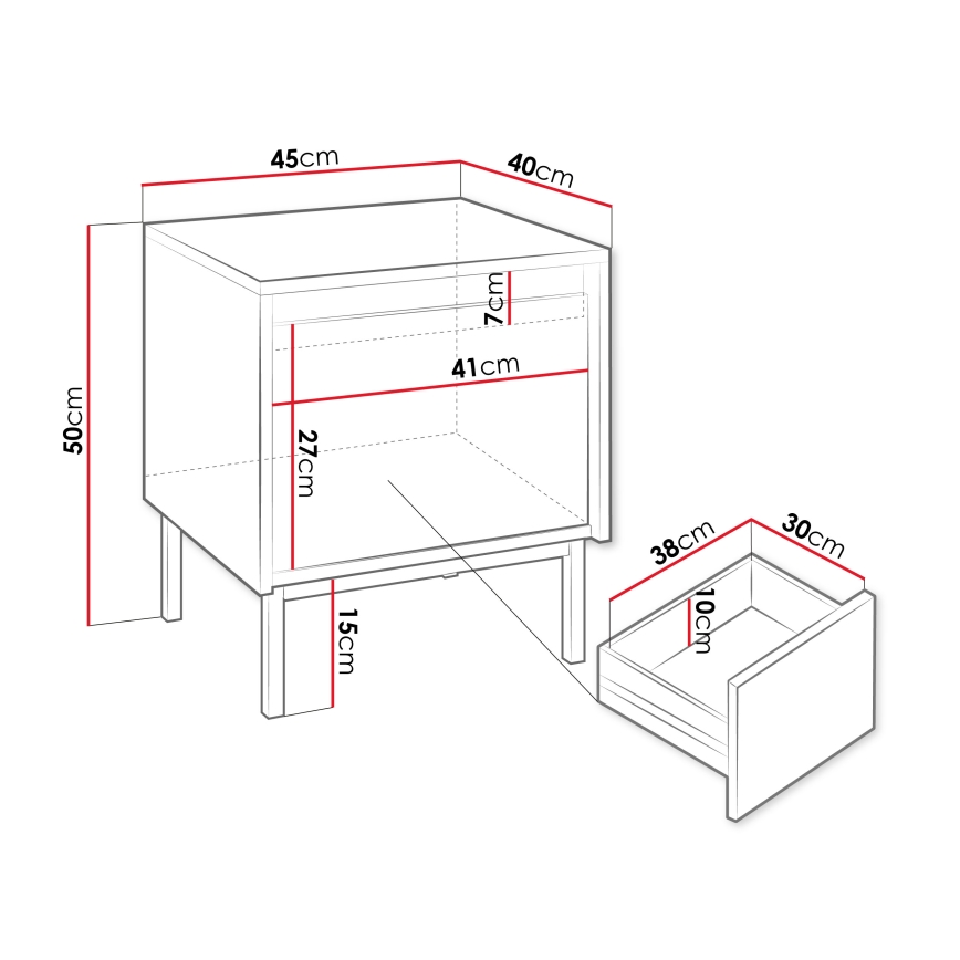 Mesita de noche OZMI 50x45 cm en color cachemira