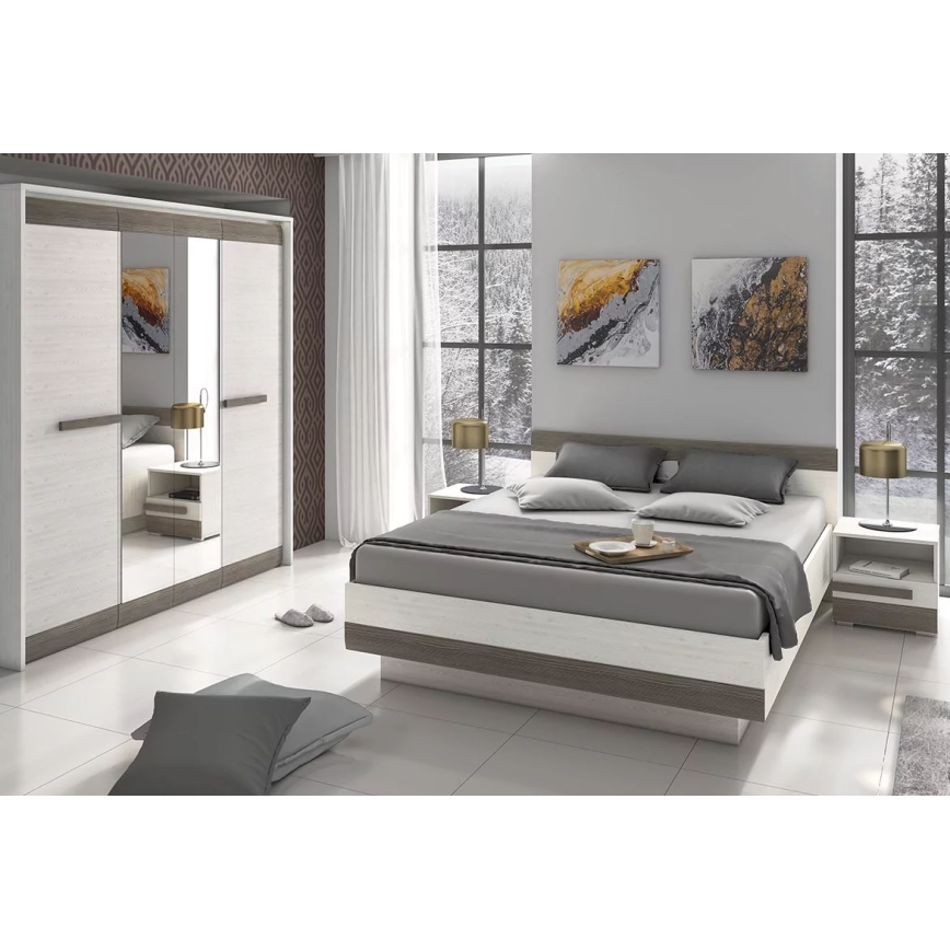 Mesita de noche SARPA 45x46 cm blanco/marrón