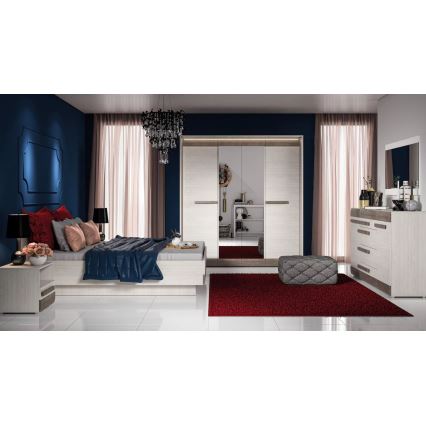 Mesita de noche SARPA 45x46 cm blanco/marrón