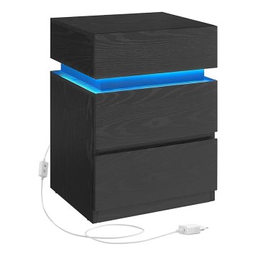 Mesita de noche SMARTIE con iluminación integrada, negra