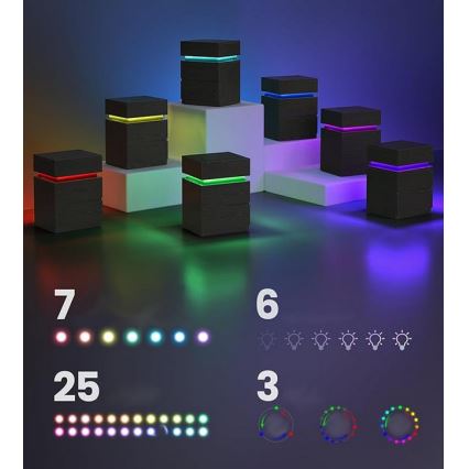 Mesita de noche SMARTIE con iluminación integrada, negra
