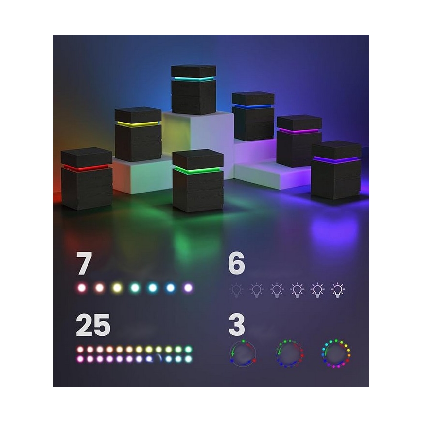 Mesita de noche SMARTIE con iluminación integrada, negra