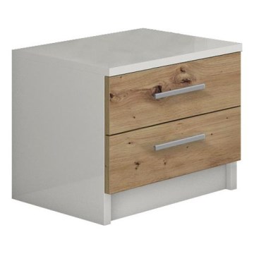Mesita de noche TOD blanca/roble artesano